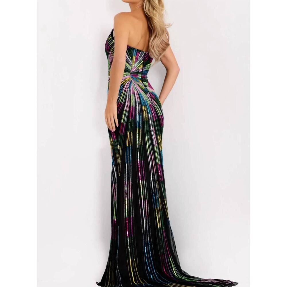 NEW JOVANI disco long formal prom dress gown in black - Picture 2 of 3
